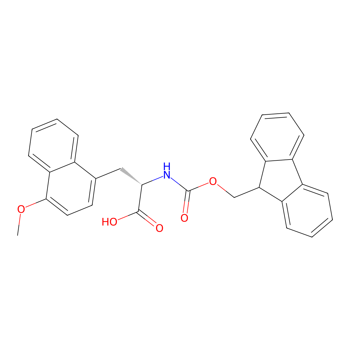 (S)-2-((((9H-Fluoren-9-yl)methoxy)carbonyl)amino)-3-(4-methoxynaphthalen-1-yl)propanoic acid molecular structure, CAS 2350005-41-1