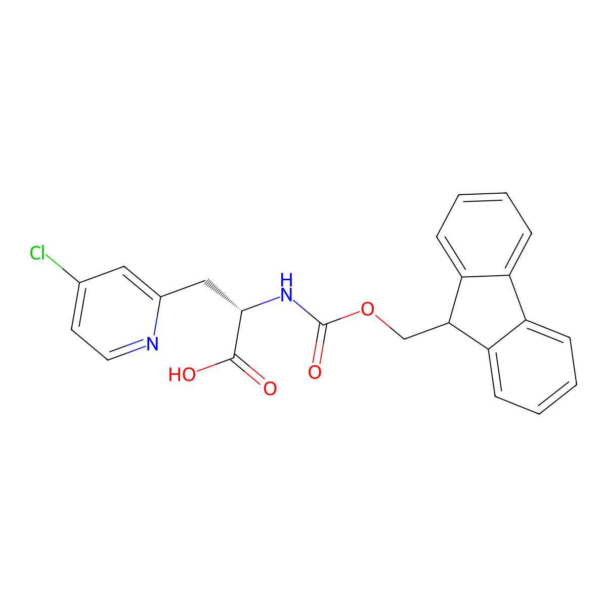 (S)-2-((((9H-Fluoren-9-yl)methoxy)carbonyl)amino)-3-(4-chloropyridin-2-yl)propanoic acid molecular structure, CAS 2350007-37-1