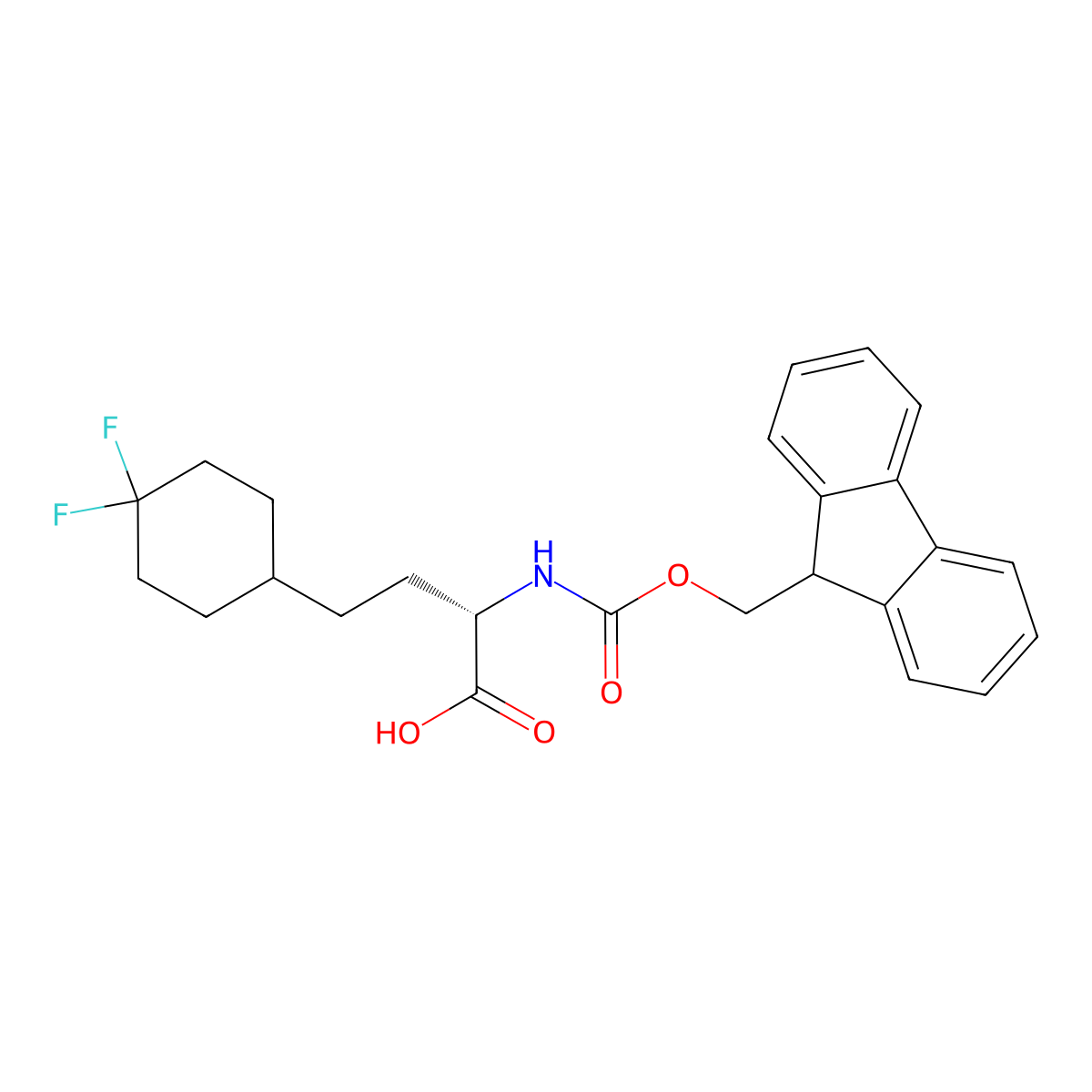 (S)-Fmoc-2-amino-4-(4,4-difluorocyclohexyl)butanoic acid molecular structure, CAS 2350007-52-0
