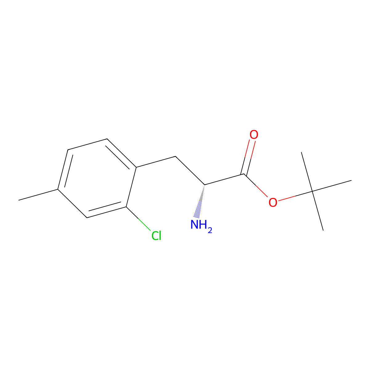 tert-butyl (2R)-2-amino-3-(2-chloro-4-methylphenyl)propanoate molecular structure, CAS 2350007-70-2