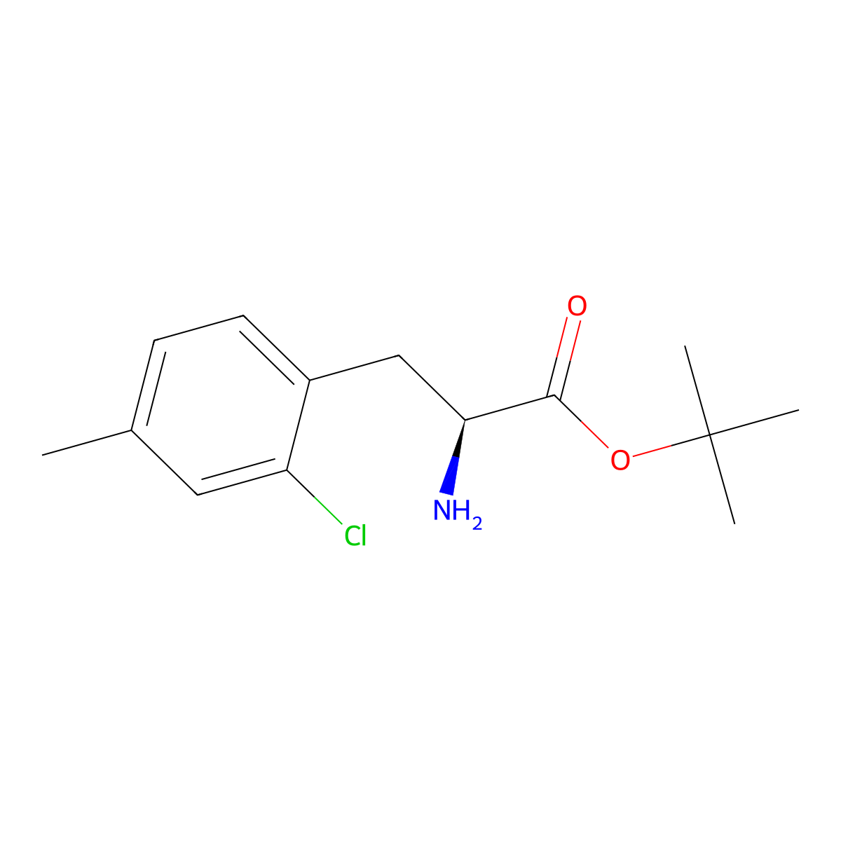 tert-butyl (2S)-2-amino-3-(2-chloro-4-methylphenyl)propanoate molecular structure, CAS 2350008-34-1