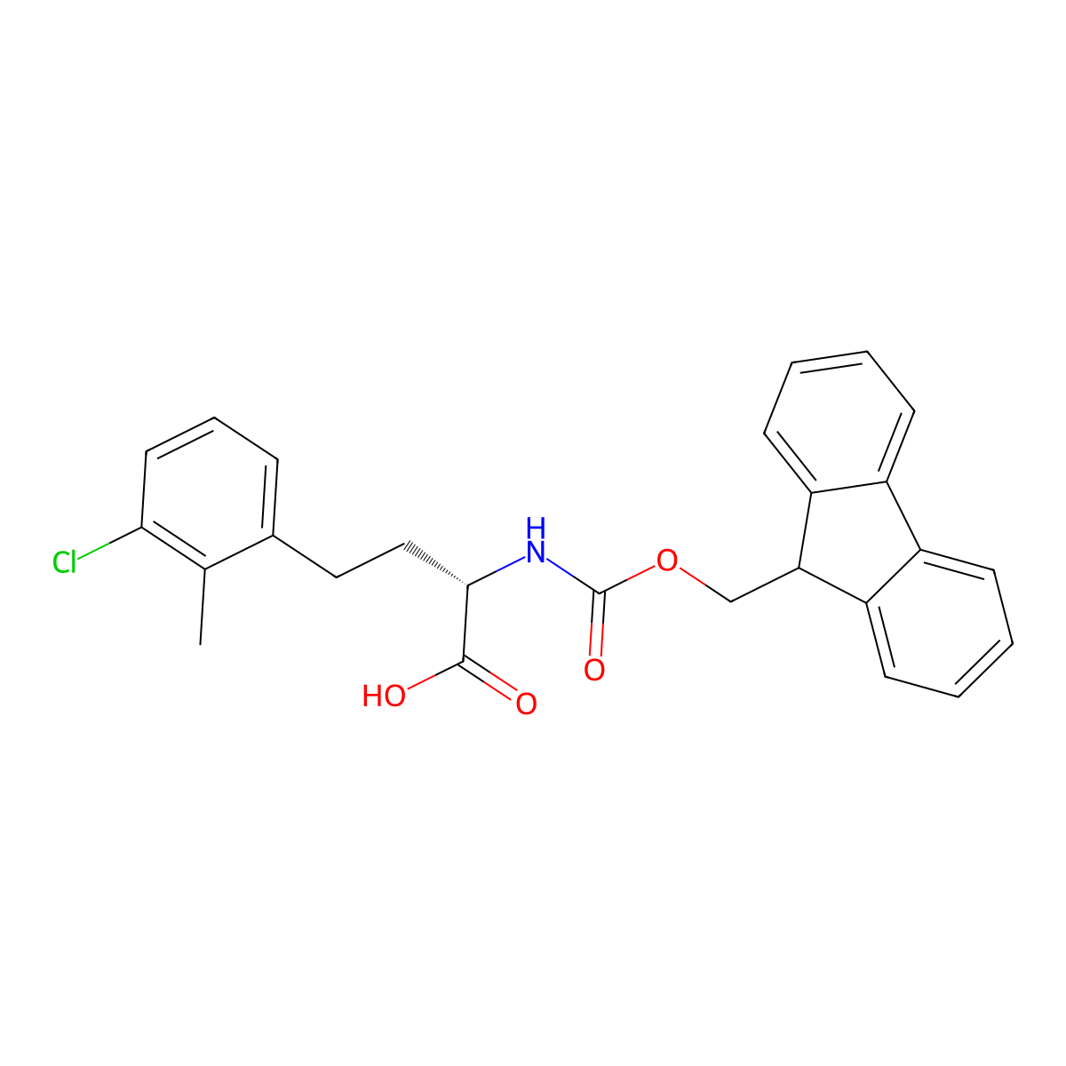 (S)-2-((((9H-fluoren-9-yl)methoxy)carbonyl)amino)-4-(3-chloro-2-methylphenyl)butanoic acid molecular structure, CAS 2350008-81-8