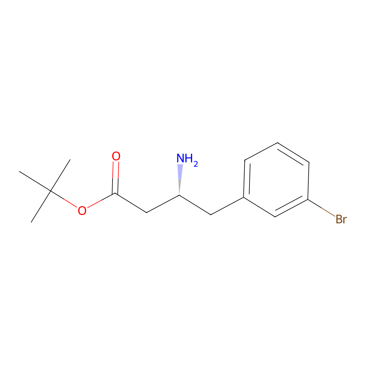 tert-butyl (3R)-3-amino-4-(3-bromophenyl)butanoate molecular structure, CAS 2350009-46-8