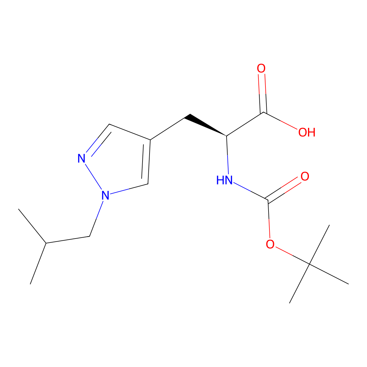 (2S)-2-{[(tert-butoxy)carbonyl]amino}-3-[1-(2-methylpropyl)-1H-pyrazol-4-yl]propanoic acid molecular structure, CAS 2350015-49-3
