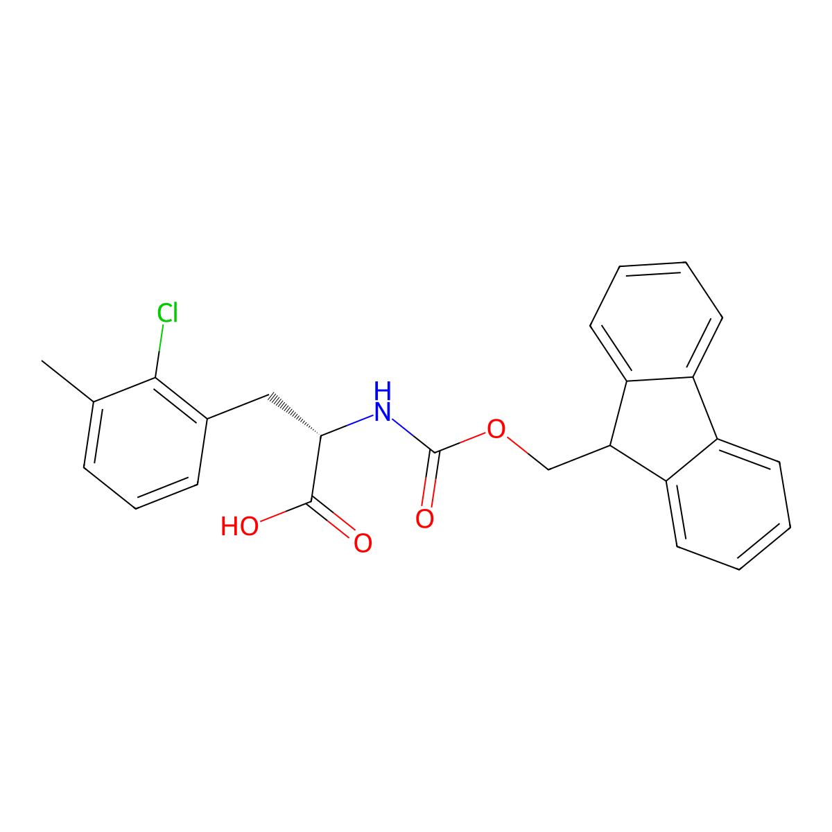 Fmoc-L-Phe(2Cl-3Me)-OH molecular structure, CAS 2350025-05-5