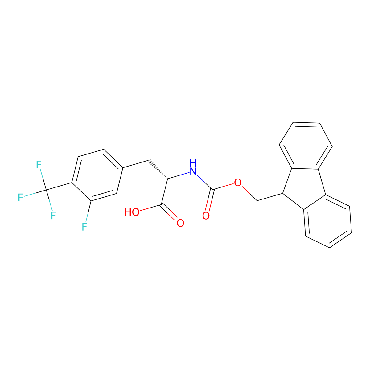 (S)-2-((((9H-fluoren-9-yl)methoxy)carbonyl)amino)-3-(3-fluoro-4-(trifluoromethyl)phenyl)propanoic acid molecular structure, CAS 2350036-22-3