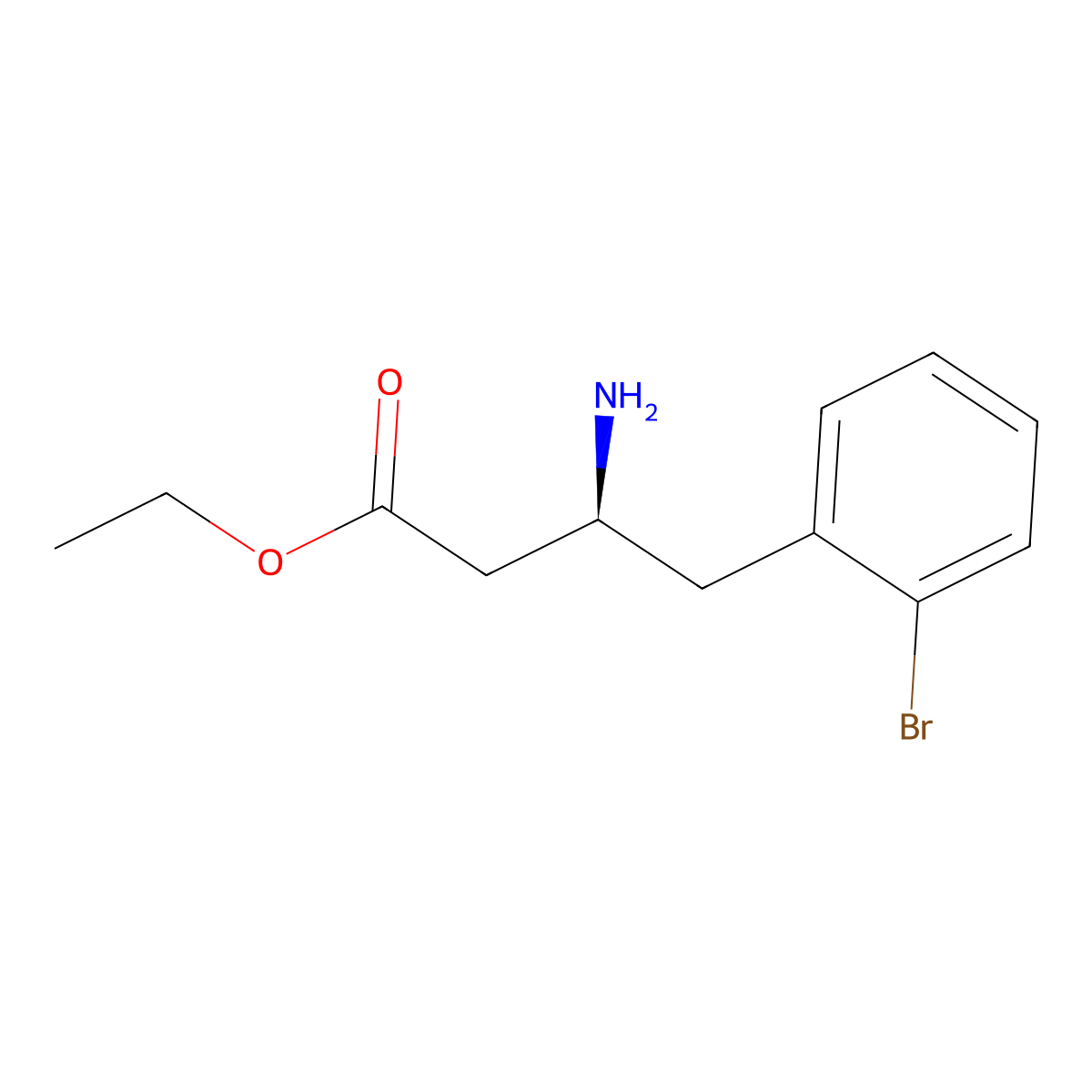 ethyl (3S)-3-amino-4-(2-bromophenyl)butanoate molecular structure, CAS 2350040-00-3