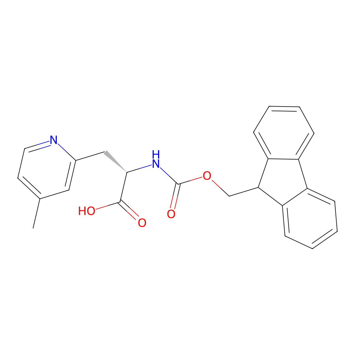 (S)-2-((((9H-Fluoren-9-yl)methoxy)carbonyl)amino)-3-(4-methylpyridin-2-yl)propanoic acid molecular structure, CAS 2350040-63-8