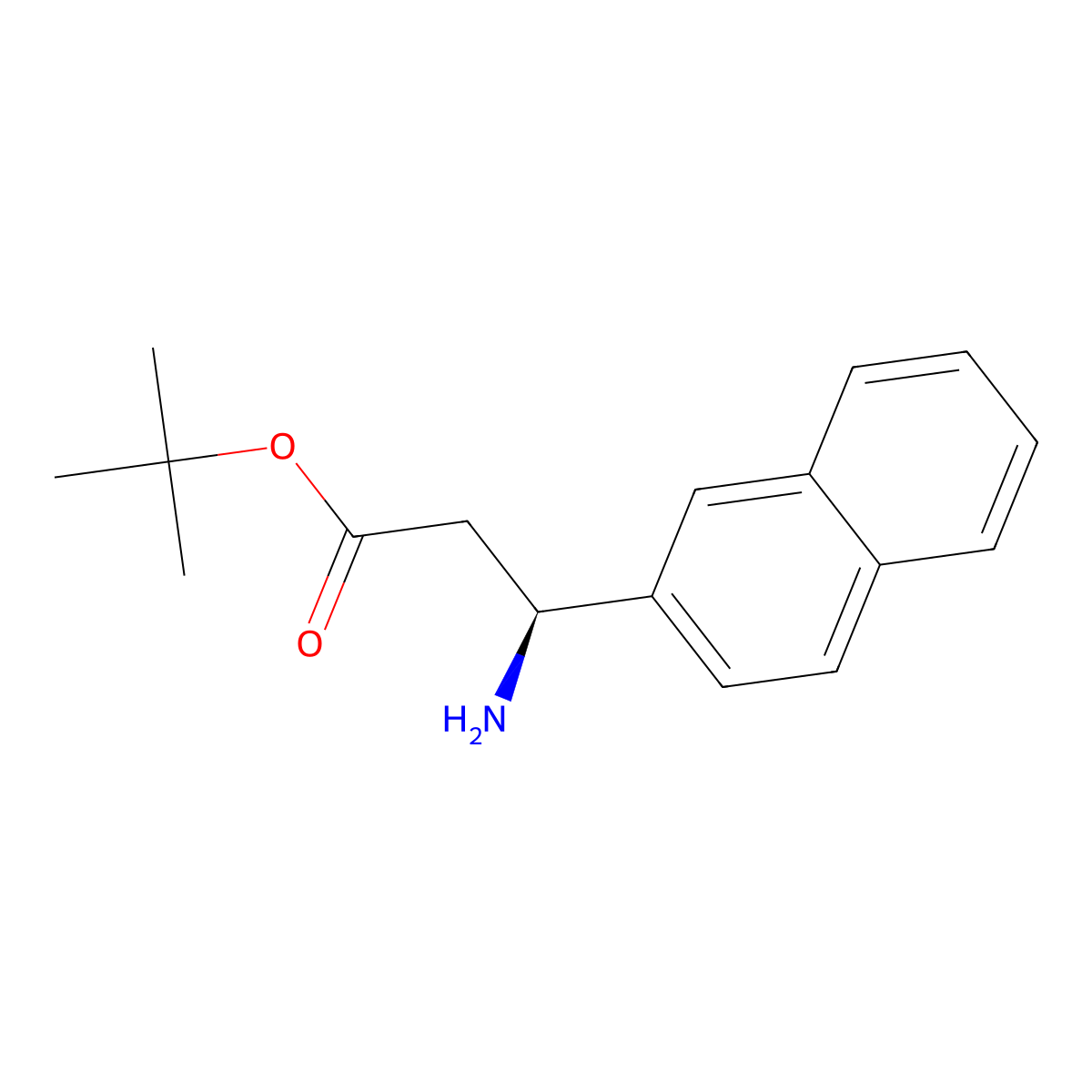 tert-butyl (3S)-3-amino-3-(naphthalen-2-yl)propanoate molecular structure, CAS 2350043-23-9