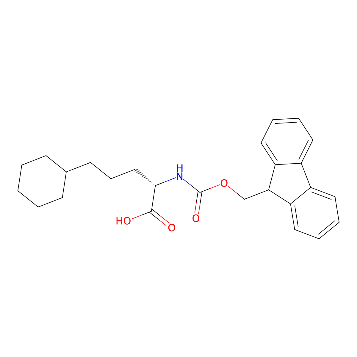 Fmoc-(S)-2-amino-5-cyclohexylpentanoic acid molecular structure, CAS 2350058-24-9