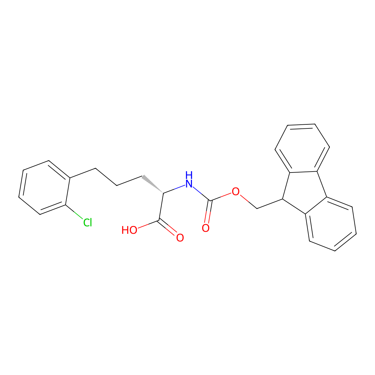 (2S)-5-(2-chlorophenyl)-2-(9H-fluoren-9-ylmethoxycarbonylamino)pentanoic acid molecular structure, CAS 2350064-89-8