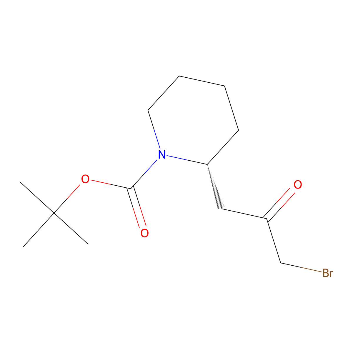 tert-butyl (2R)-2-(3-bromo-2-oxopropyl)piperidine-1-carboxylate molecular structure, CAS 2350072-92-1