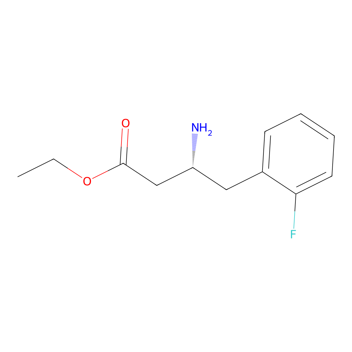 ethyl (3R)-3-amino-4-(2-fluorophenyl)butanoate molecular structure, CAS 2350073-13-9