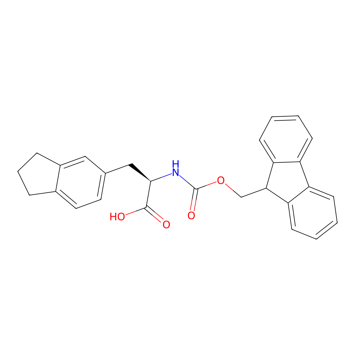 (2R)-3-(2,3-dihydro-1H-inden-5-yl)-2-({[(9H-fluoren-9-yl)methoxy]carbonyl}amino)propanoic acid molecular structure, CAS 2350088-39-8