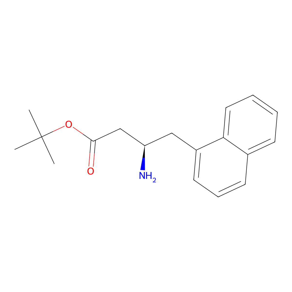 tert-butyl (3R)-3-amino-4-(naphthalen-1-yl)butanoate molecular structure, CAS 2350090-99-0