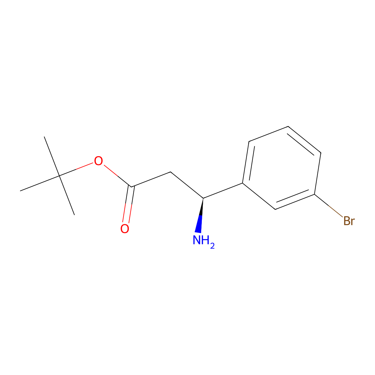 tert-butyl (3S)-3-amino-3-(3-bromophenyl)propanoate molecular structure, CAS 2350094-56-1