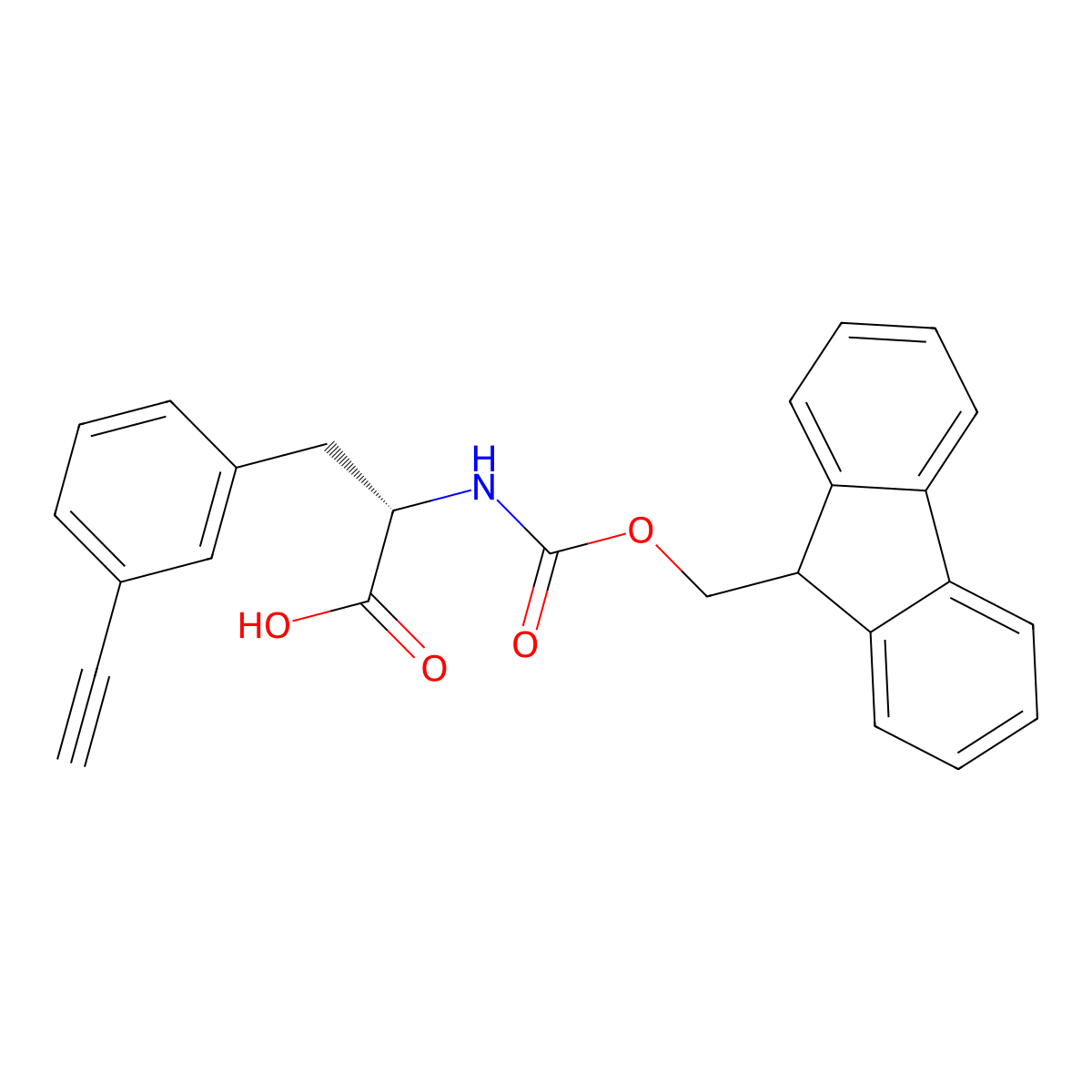 (S)-2-((((9H-Fluoren-9-yl)methoxy)carbonyl)amino)-3-(3-ethynylphenyl)propanoic acid molecular structure, CAS 2350099-77-1