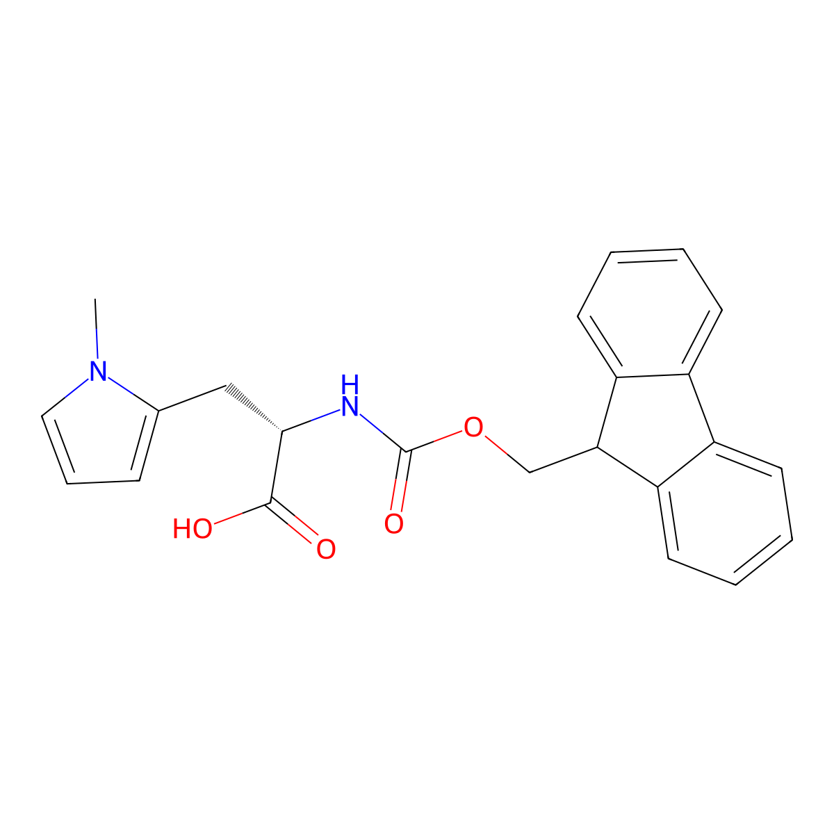 (2S)-2-(9H-fluoren-9-ylmethoxycarbonylamino)-3-(1-methylpyrrol-2-yl)propanoic acid molecular structure, CAS 2350101-92-5