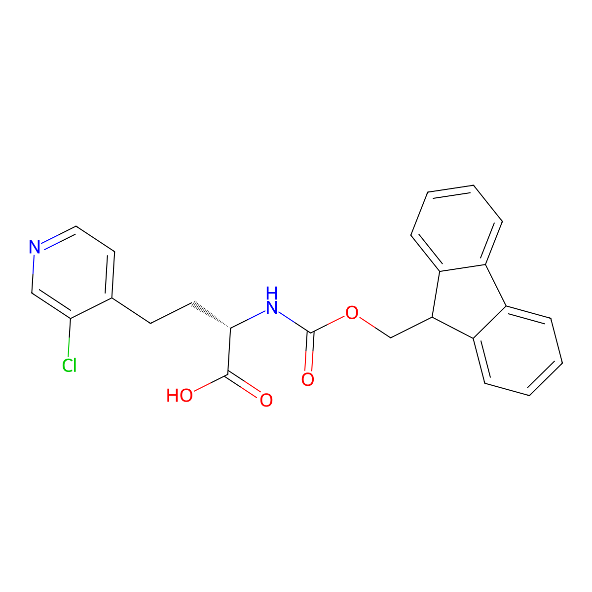 Fmoc-(S)-2-amino-4-(3-chloropyridin-4-yl)butanoic acid molecular structure, CAS 2350111-24-7
