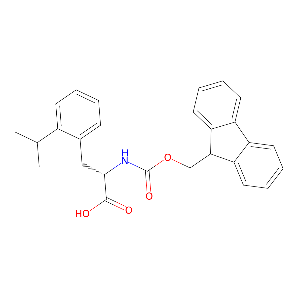(S)-2-((((9H-Fluoren-9-yl)methoxy)carbonyl)amino)-3-(2-isopropylphenyl)propanoic acid molecular structure, CAS 2350115-15-8