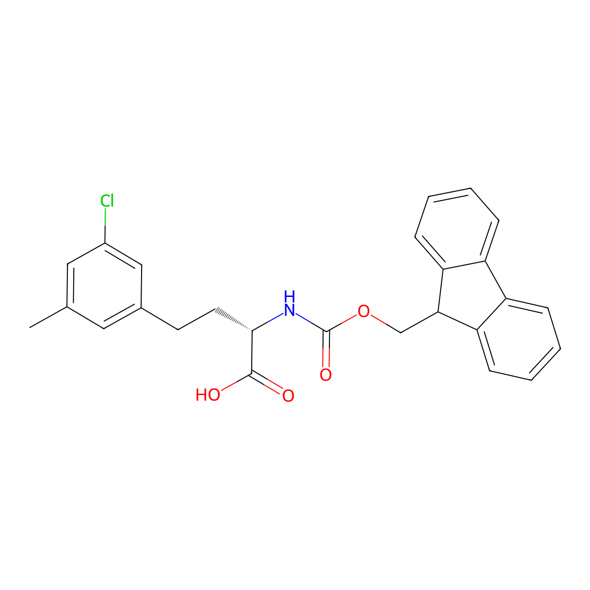 Fmoc-3-chloro-5-methyl-L-homophenylalanine molecular structure, CAS 2350120-15-7