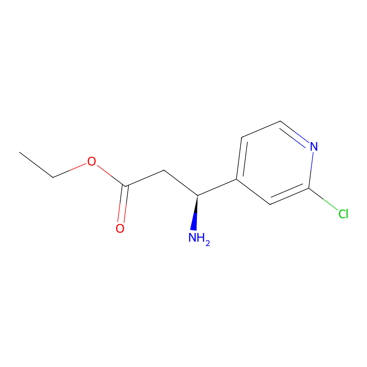 ethyl (3S)-3-amino-3-(2-chloropyridin-4-yl)propanoate molecular structure, CAS 2350120-58-8