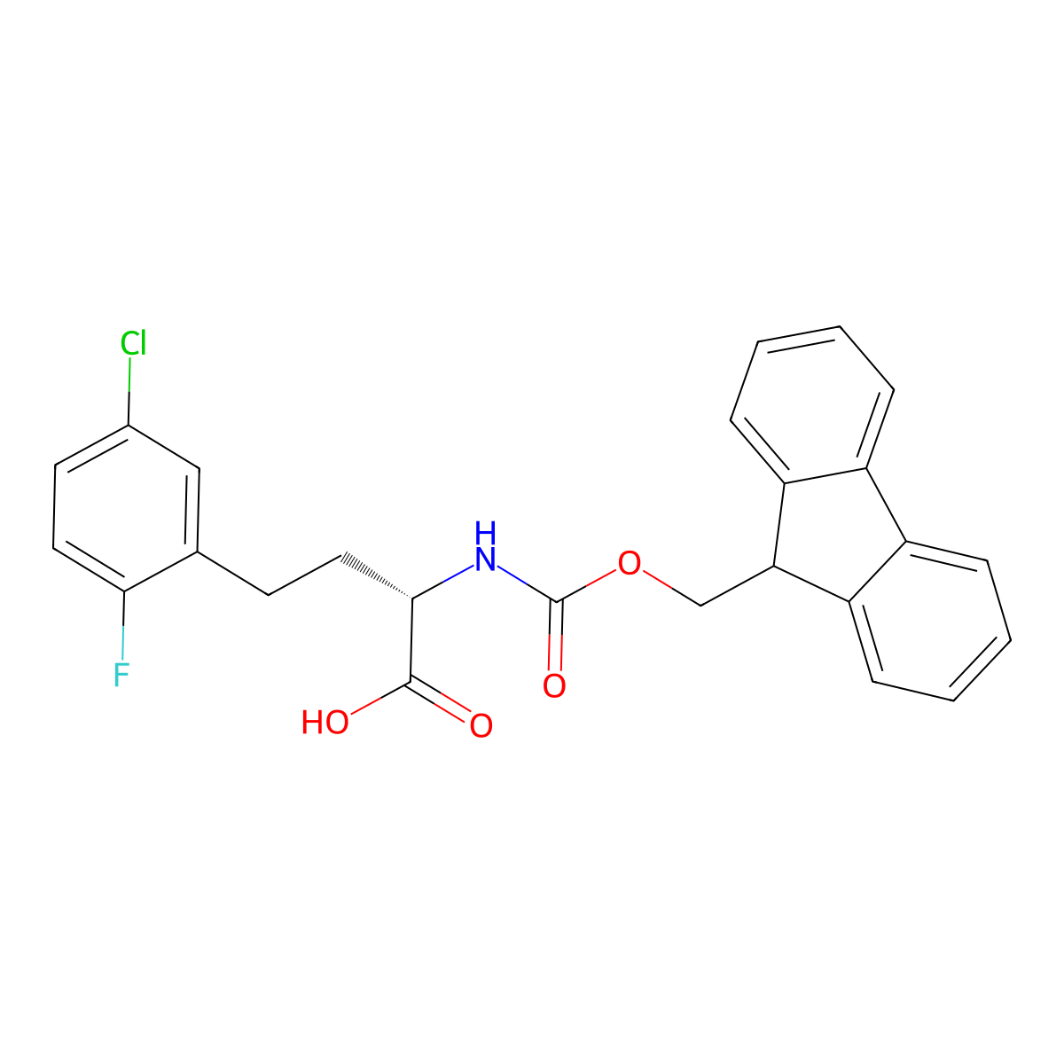 (S)-a-(Fmoc-amino)-2-fluoro-5-chlorobenzenebutanoic acid molecular structure, CAS 2350133-42-3