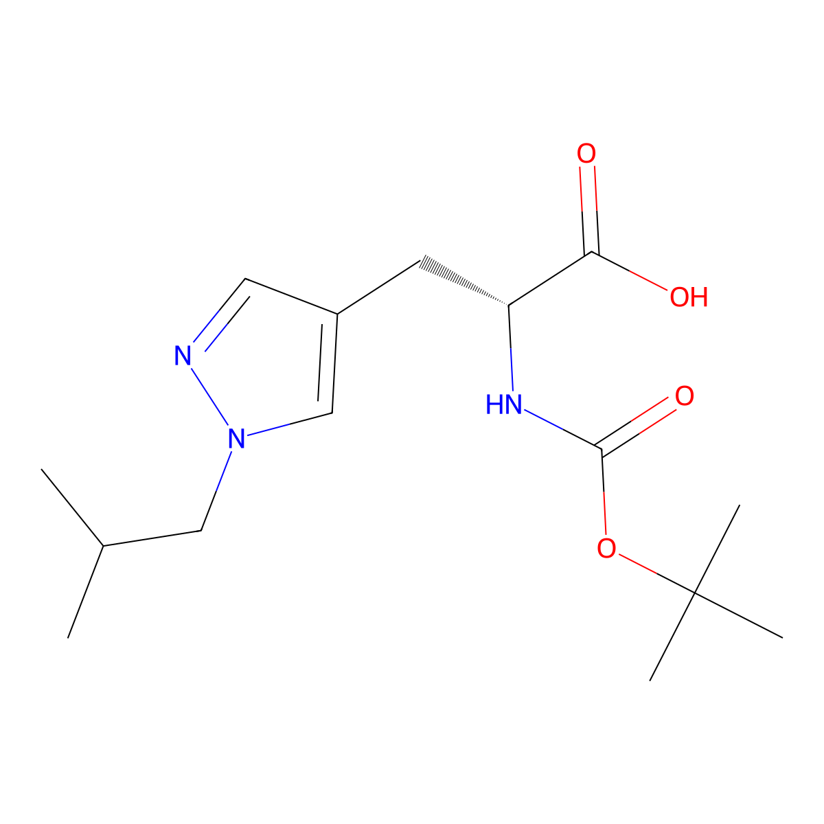 (2R)-2-{[(tert-butoxy)carbonyl]amino}-3-[1-(2-methylpropyl)-1H-pyrazol-4-yl]propanoic acid molecular structure, CAS 2350140-74-6