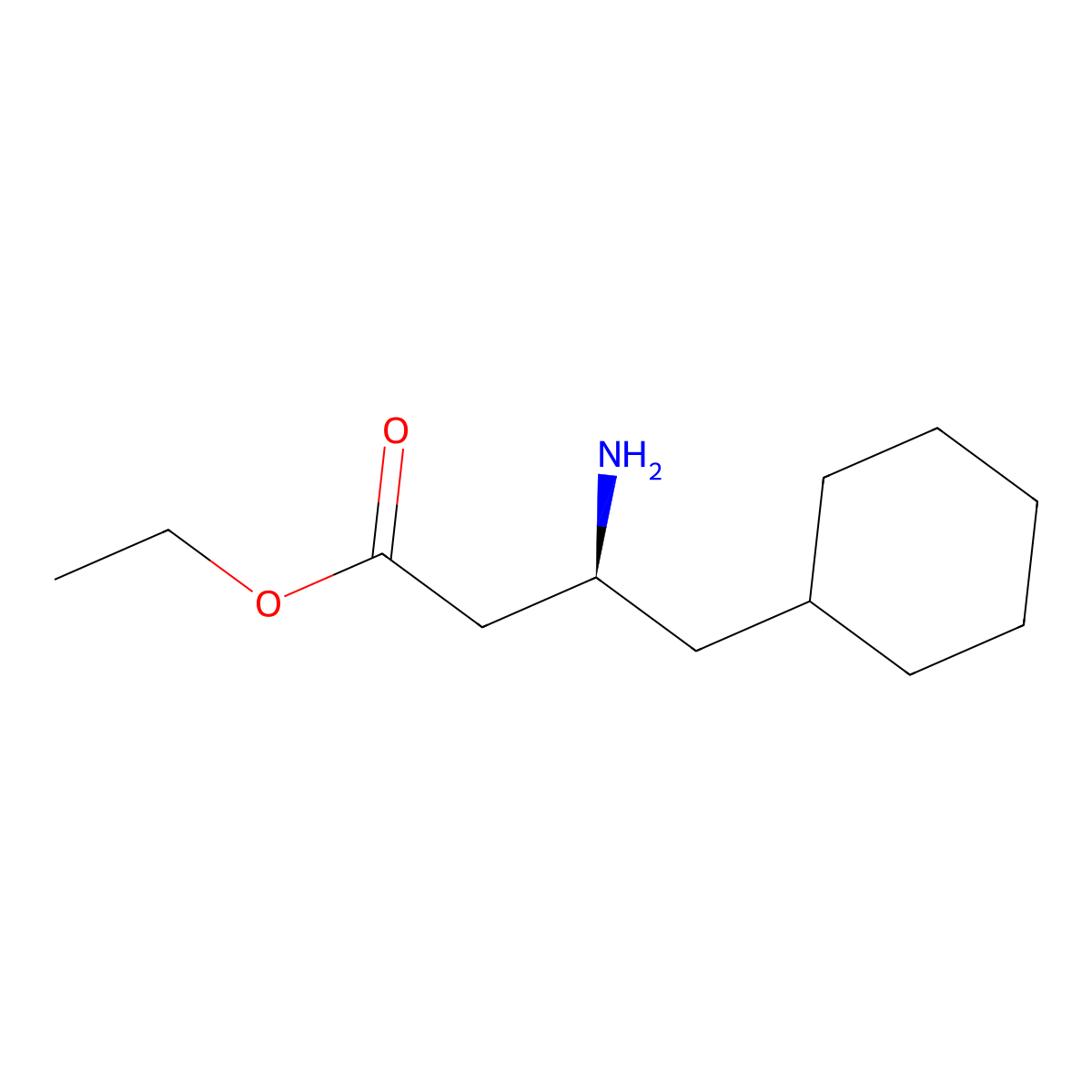 ethyl (3S)-3-amino-4-cyclohexylbutanoate molecular structure, CAS 2350158-10-8