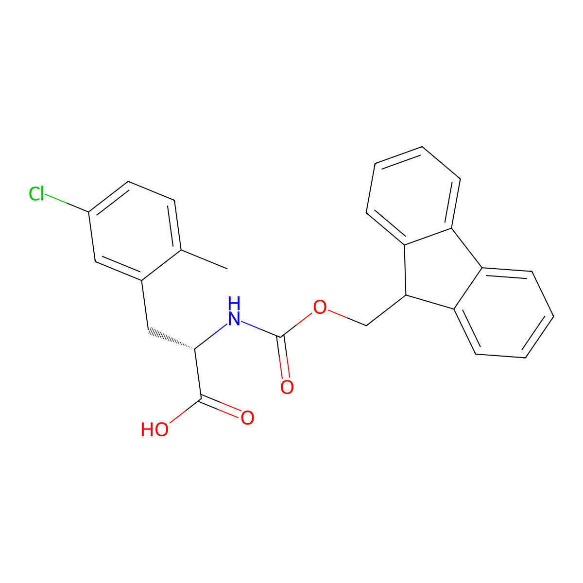 N-Fmoc-5-chloro-2-methyl-L-phenylalanine molecular structure, CAS 2350161-01-0