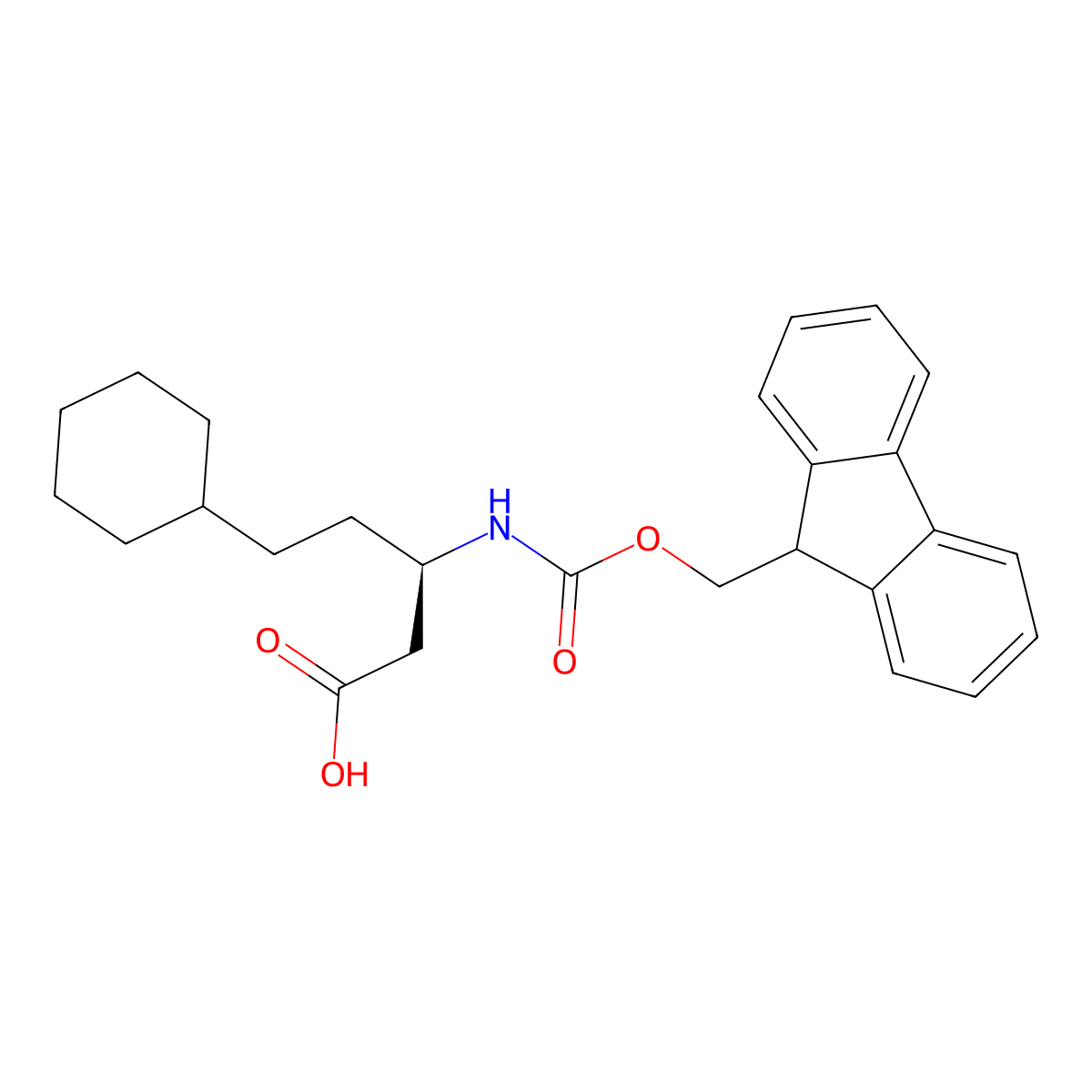 (R)-3-(Fmoc-amino)-5-cyclohexylpentanoic acid molecular structure, CAS 2350167-30-3