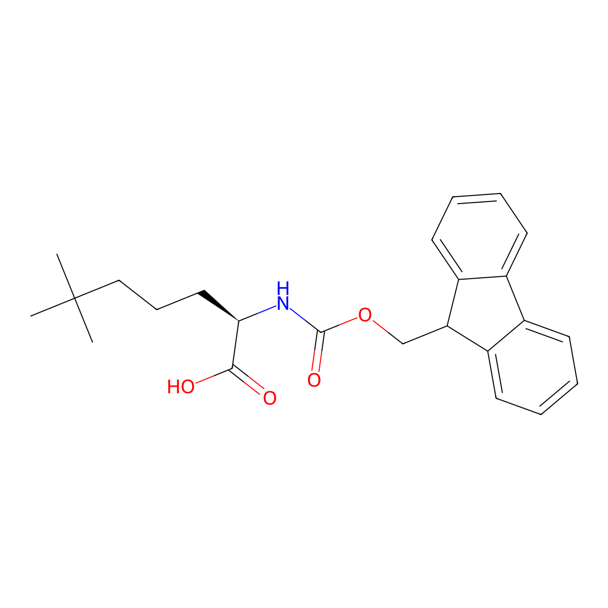 Fmoc-(2R)-2-amino-6,6-dimethylheptanoic acid molecular structure, CAS 2350170-64-6