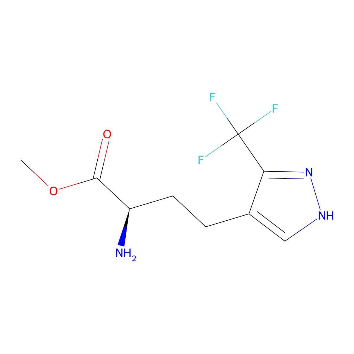 methyl (2R)-2-amino-4-[3-(trifluoromethyl)-1H-pyrazol-4-yl]butanoate molecular structure, CAS 2350170-88-4