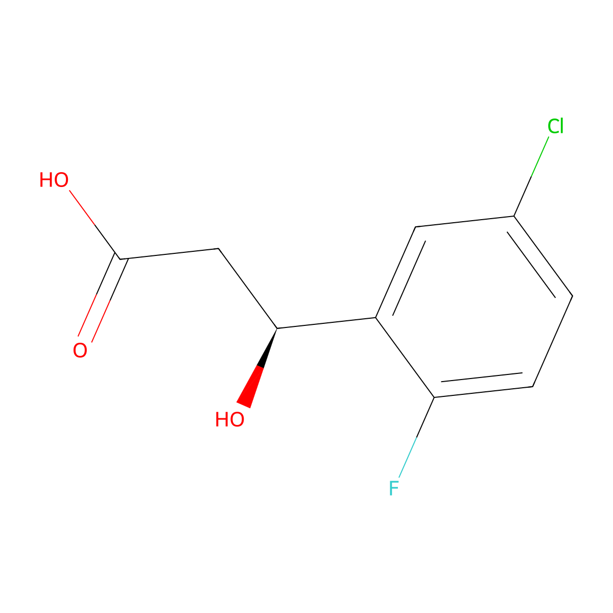 (S)-3-(5-chloro-2-fluorophenyl)-3-hydroxypropanoic acid molecular structure, CAS 2350171-21-8