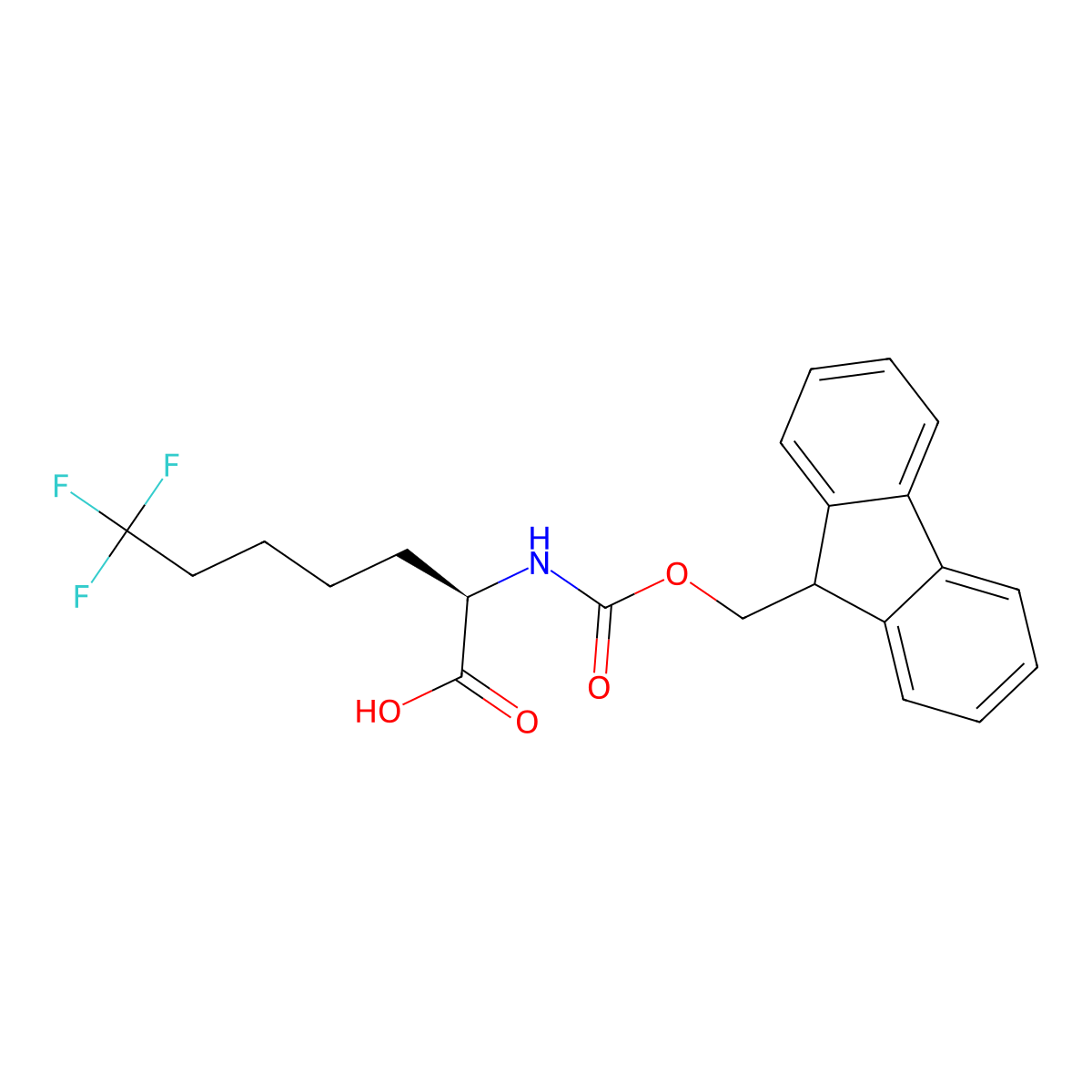 Fmoc-(2R)-2-amino-7,7,7-trifluoroheptanoic acid molecular structure, CAS 2350171-28-5