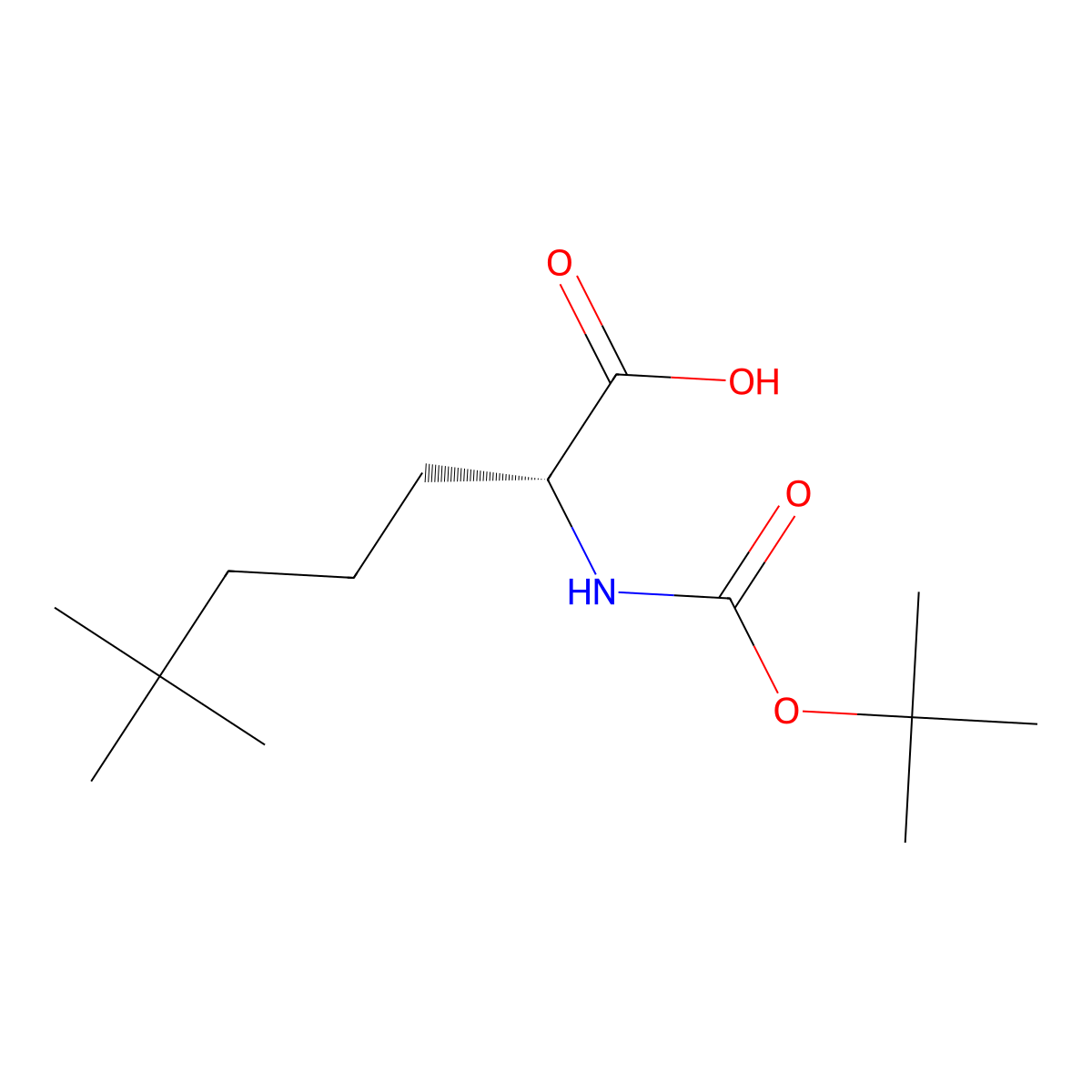Boc-(2R)-2-amino-6,6-dimethylheptanoic acid molecular structure, CAS 2350174-85-3