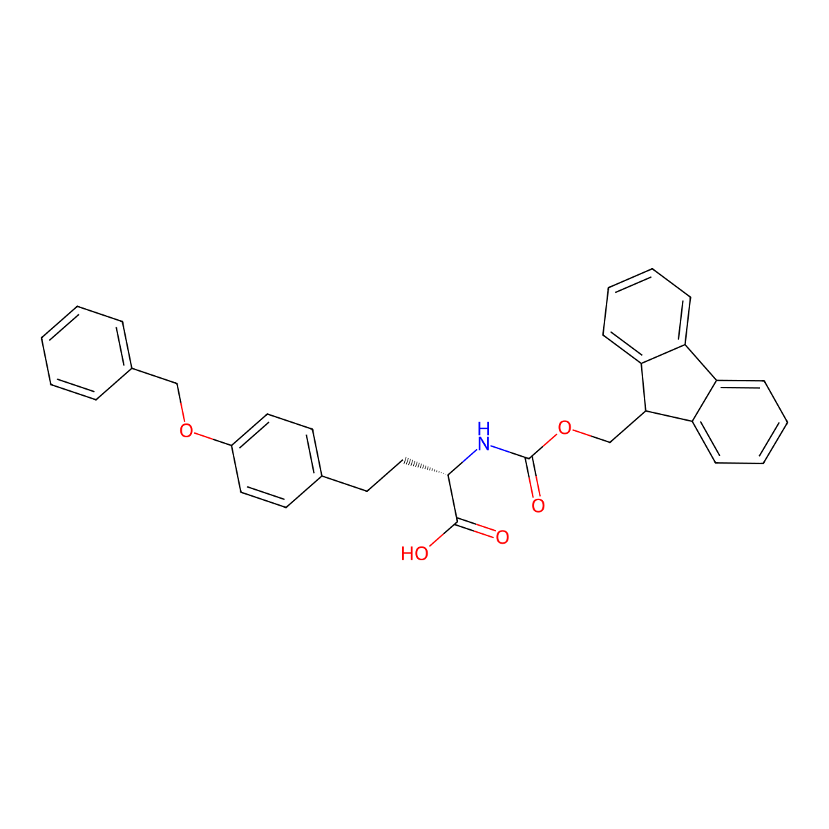 (S)-Fmoc-2-amino-4-((4-benzyloxy)phenyl)butanoic acid molecular structure, CAS 2350174-95-5
