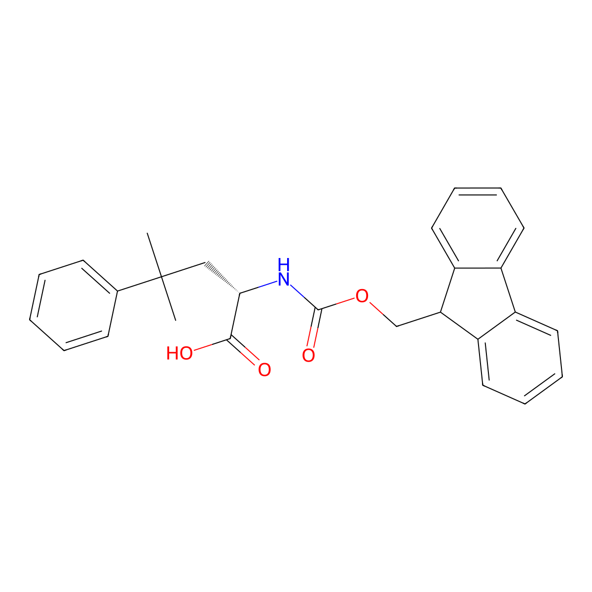 (S)-2-((((9H-Fluoren-9-yl)methoxy)carbonyl)amino)-4-methyl-4-phenylpentanoic acid molecular structure, CAS 2350186-20-6