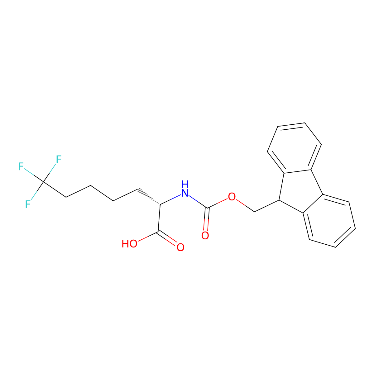 Fmoc-(2S)-2-amino-7,7,7-trifluoroheptanoic acid molecular structure, CAS 2350187-57-2