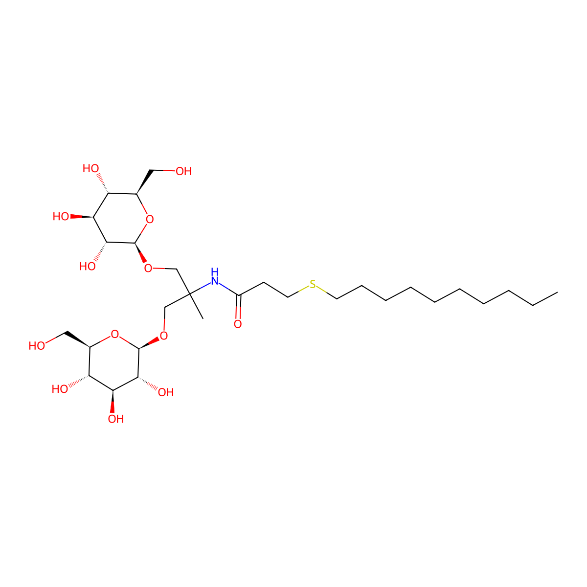 3-(decylthio)-N-(2-methyl-1,3-bis(((2R,3R,4S,5S,6R)-3,4,5-trihydroxy-6-(hydroxymethyl)tetrahydro-2H-pyran-2-yl)oxy)propan-2-yl)propanamide molecular structure, CAS 2350271-86-0