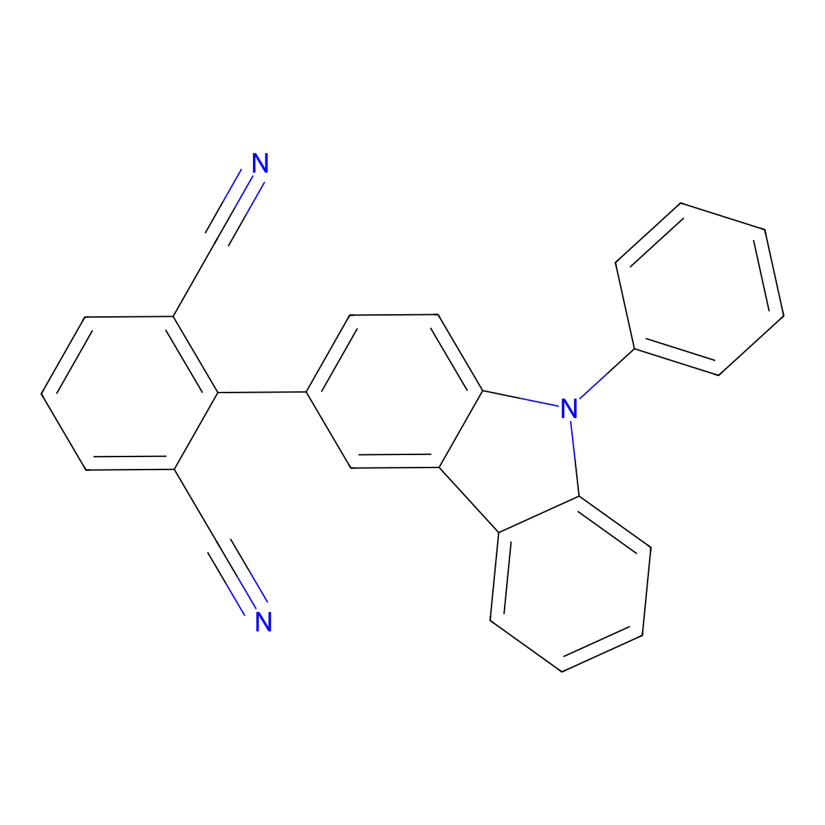 2-(9-phenyl-9H-carbazol-3-yl)benzene-1,3-dicarbonitrile molecular structure, CAS 2350278-23-6