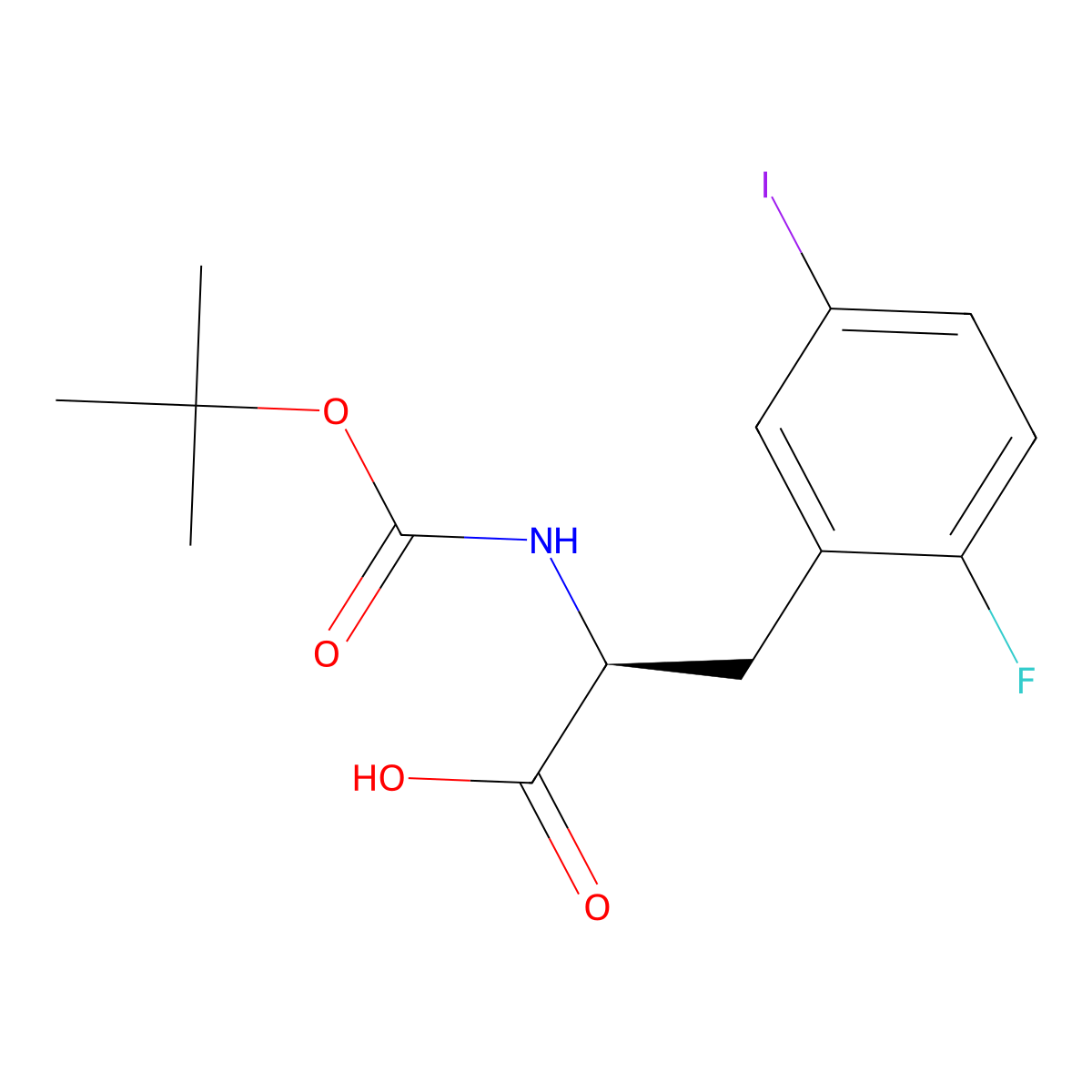 (S)-2-((tert-Butoxycarbonyl)amino)-3-(2-fluoro-5-iodophenyl)propanoic acid molecular structure, CAS 2350290-77-4