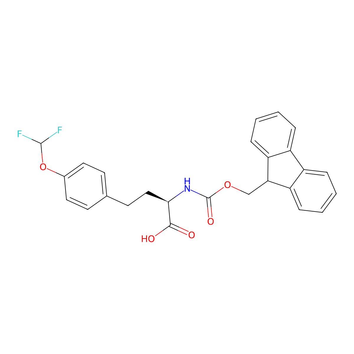(R)-2-((((9H-fluoren-9-yl)methoxy)carbonyl)amino)-4-(4-(difluoromethoxy)phenyl)butanoic acid molecular structure, CAS 2350294-19-6