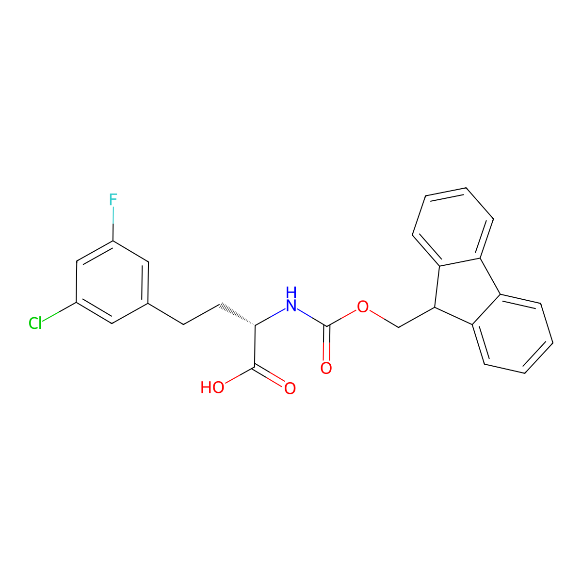 N-Fmoc-L-HomoPhe(3-Cl,5-F)-OH molecular structure, CAS 2350335-79-2