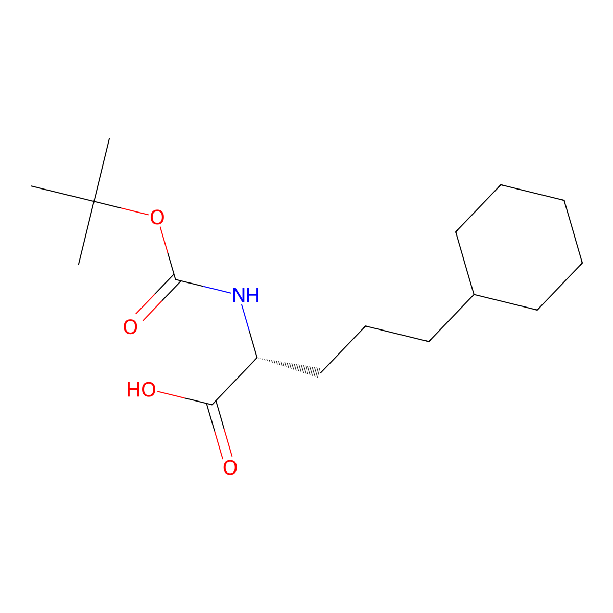 Boc-(R)-2-amino-5-cyclohexylpentanoic acid molecular structure, CAS 2350362-39-7