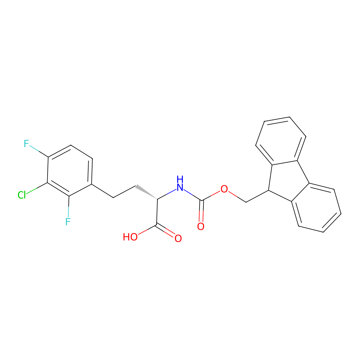 N-Fmoc-2,4-difluoro-3-chloro-L-homophenylalanine molecular structure, CAS 2350385-47-4