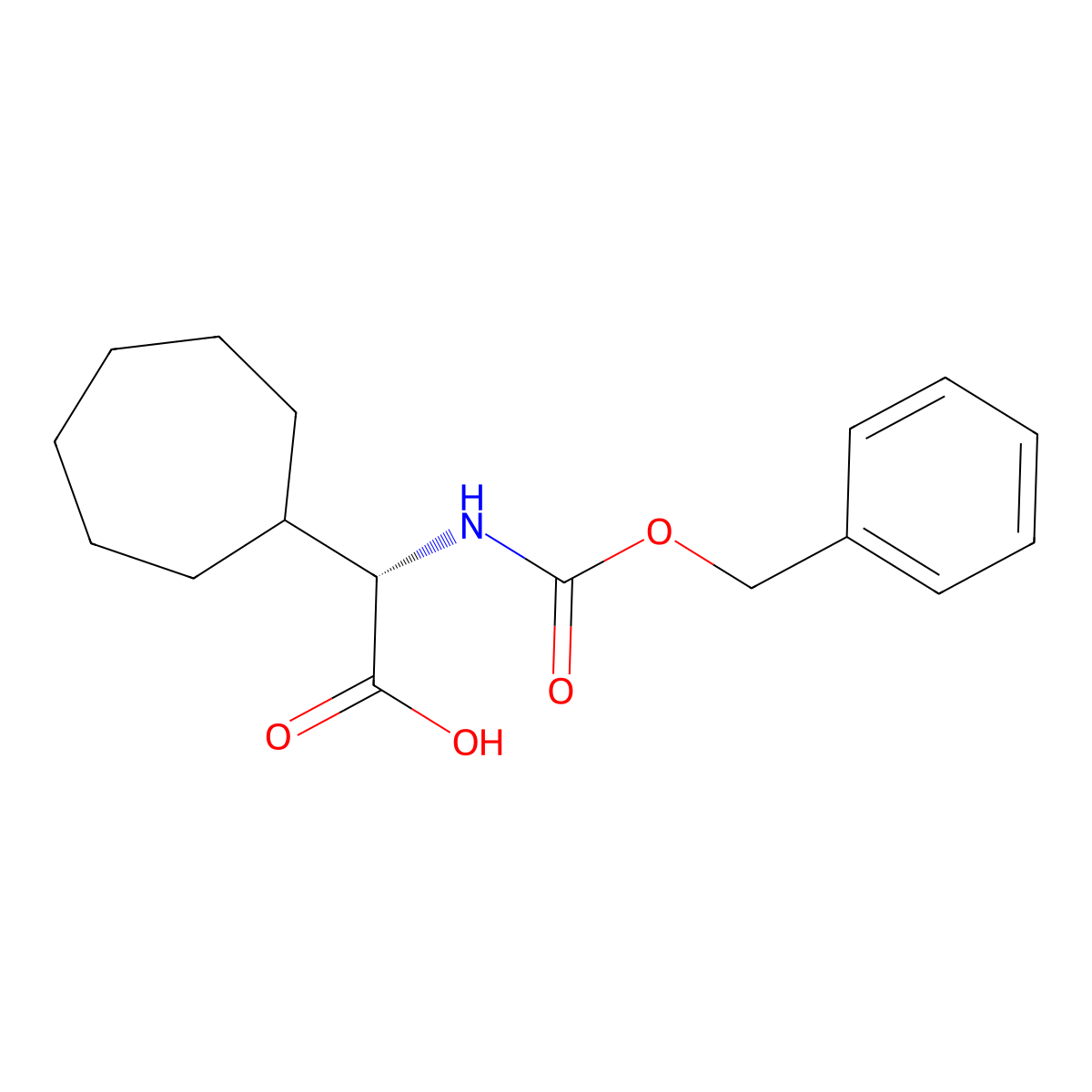 (S)-2-(((Benzyloxy)carbonyl)amino)-2-cycloheptylacetic acid molecular structure, CAS 2350396-27-7