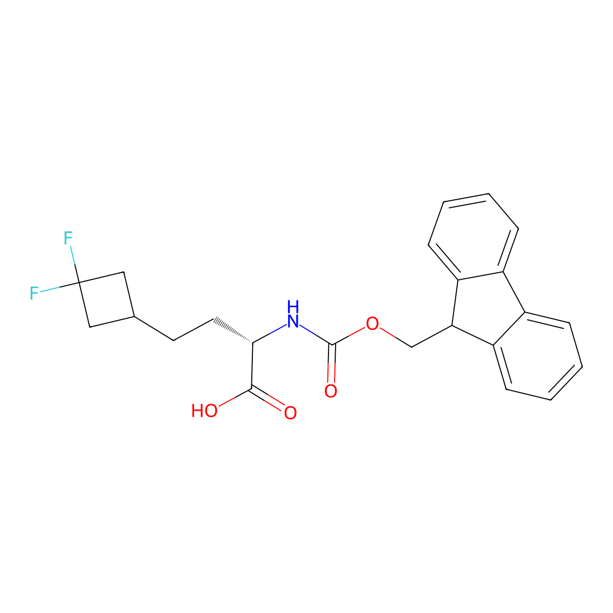 Fmoc-(S)-2-amino-4-(3,3-difluorocyclobutyl)butanoic acid molecular structure, CAS 2350397-26-9