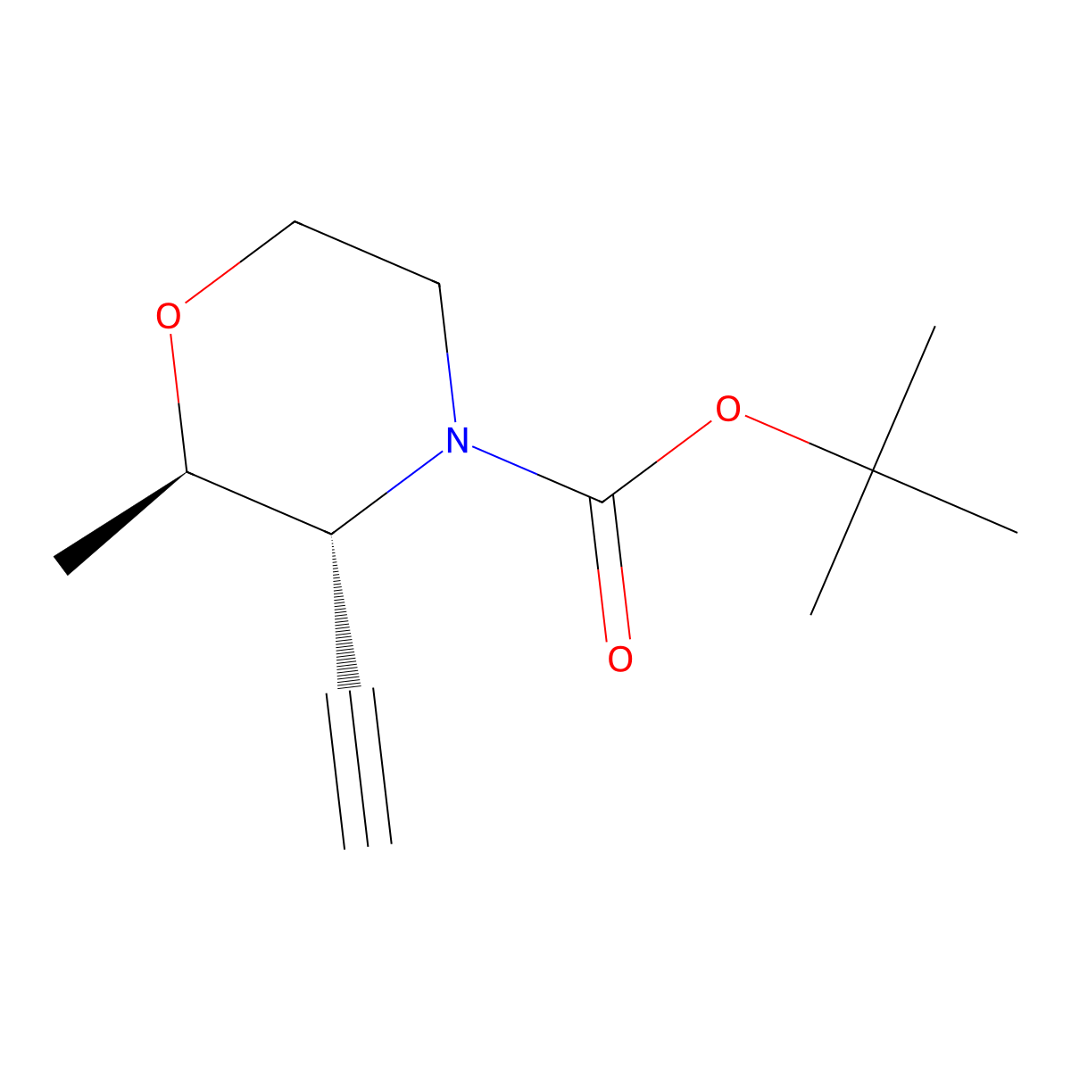 tert-butyl (2R,3R)-3-ethynyl-2-methylmorpholine-4-carboxylate molecular structure, CAS 2350403-92-6