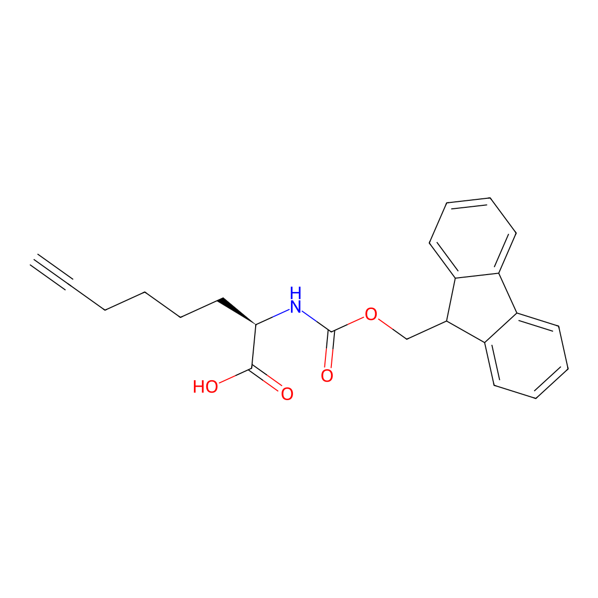 (R)-2-((((9H-fluoren-9-yl)methoxy)carbonyl)amino)oct-7-ynoic acid molecular structure, CAS 2350405-99-9